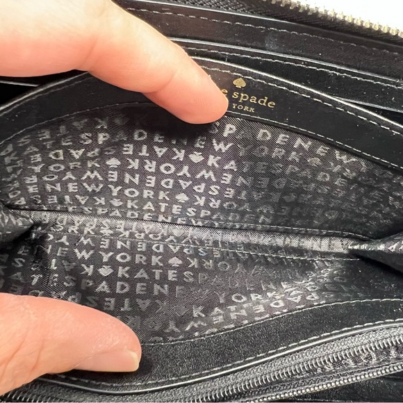 Kate Spade Neda Penn Place Embossed Black Leather Zip Around Wallet - Picture 4 of 10